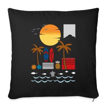 Summer Palm Tree Surf Hello Summer Hawaii - Sofa pillowcase 17,3'' x 17,3'' (45 x 45 cm) - black - Front