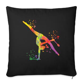 Gymnast with clubs Rhythmic gymnastics - Sofa pillowcase 17,3'' x 17,3'' (45 x 45 cm) - black - Front