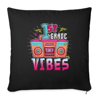Schwingungen der Schule Glückliche Letzte Stereo-Musik 1. Klasse - Sofakissenbezug 45 x 45 cm - Schwarz - Vorne