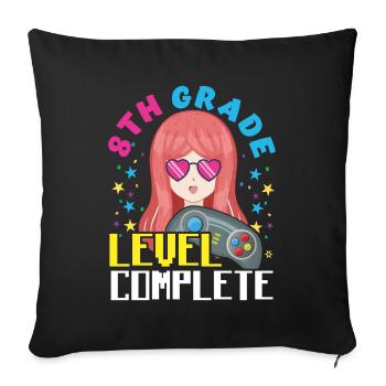 Anime Tag der Schule Happy Last Gamer 8. Klasse - Sofakissenbezug 45 x 45 cm - Schwarz - Vorne