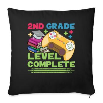 Day Of School Happy Last Level Gamer 2nd Grade - Sofa pillowcase 17,3'' x 17,3'' (45 x 45 cm) - black - Front