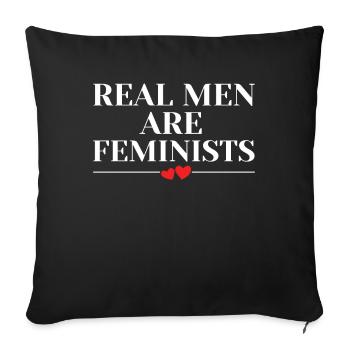 Les hommes sont féministes Féminisme Droits Femmes Égalité - Housse de coussin décorative 45 x 45 cm - noir - Devant