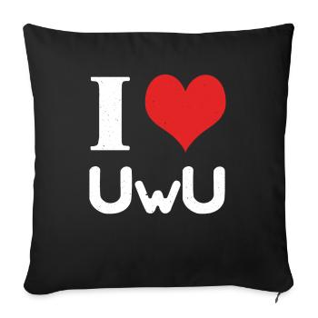 Funny Love UwU Face Vaporwave Anime Aesthetic - Sofa pillowcase 17,3'' x 17,3'' (45 x 45 cm) - black - Front