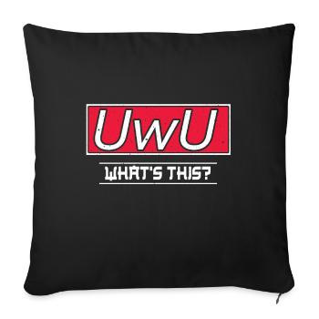 Funny What Is UwU Face Kawaii Anime Aesthetic - Sofa pillowcase 17,3'' x 17,3'' (45 x 45 cm) - black - Front