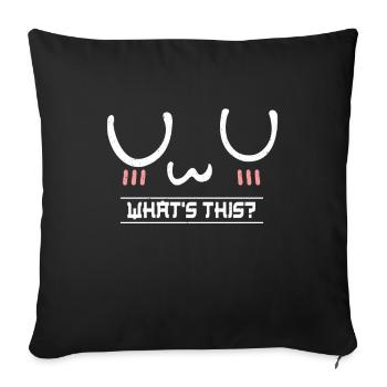 What Is UwU Face Kawaii Anime Aesthetic Otaku - Sofa pillowcase 17,3'' x 17,3'' (45 x 45 cm) - black - Front