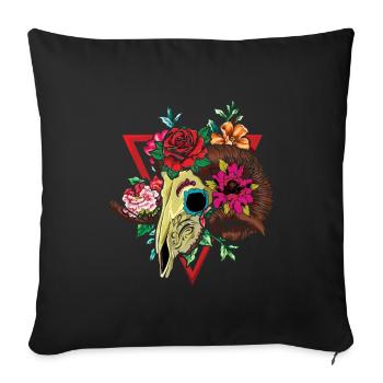 Ram Chèvre Floral Muertos Jour De Mort Halloween - Housse de coussin décorative 45 x 45 cm - noir - Devant
