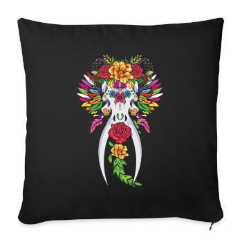 Elefant Tier Blumenmuertos Tag von Halloween - Sofakissenbezug 45 x 45 cm - Schwarz - Vorne