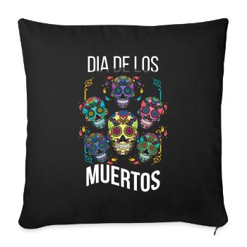 Bones Mexican Floral Muertos Day Of Dead Halloween - Sofa pillowcase 17,3'' x 17,3'' (45 x 45 cm) - black - Front