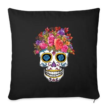 Mexican Holiday Floral Muertos Day Of Dead - Sofa pillowcase 17,3'' x 17,3'' (45 x 45 cm) - black - Front