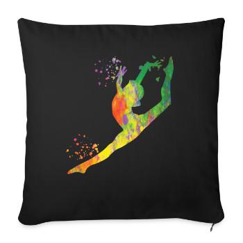 Gymnast with clubs Rhythmic gymnastics - Sofa pillowcase 17,3'' x 17,3'' (45 x 45 cm) - black - Front