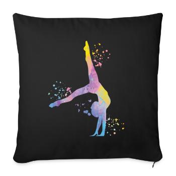 Gymnast with clubs Rhythmic gymnastics - Sofa pillowcase 17,3'' x 17,3'' (45 x 45 cm) - black - Front