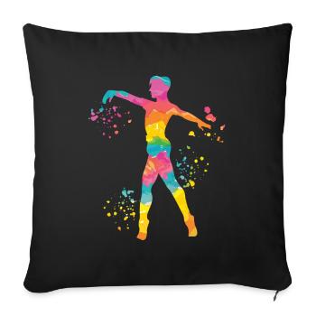 Ballet Danseur Colorsplash Man Ballerino - Housse de coussin décorative 45 x 45 cm - noir - Devant