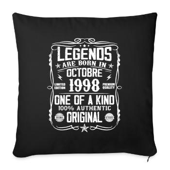 Octobre 1998 Légendes Sont Nées En Octobre 1998 - Housse de coussin décorative 45 x 45 cm - noir - Devant
