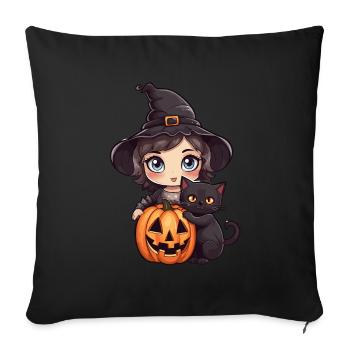 Witch Kawaii Halloween style - Sofa pillowcase 17,3'' x 17,3'' (45 x 45 cm) - black - Front