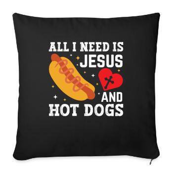 Manger des hot-dogs - pour les amateurs de délicieux hot-dogs - Housse de coussin décorative 45 x 45 cm - noir - Devant