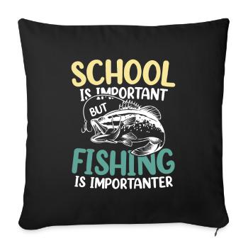 L’école est importante, mais la pêche est plus importante - Housse de coussin décorative 45 x 45 cm - noir - Devant
