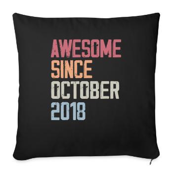 Bogosse geboren im Oktober 2018 - Fête d'anniversair - Sofakissenbezug 45 x 45 cm - Schwarz - Vorne