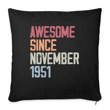 Cadeau D'anniversaire En Novembre 1951 - Housse de coussin décorative 45 x 45 cm - noir - Devant