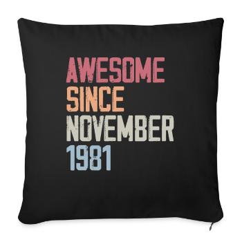 Cadeau D'anniversaire En Novembre 1981 - Housse de coussin décorative 45 x 45 cm - noir - Devant