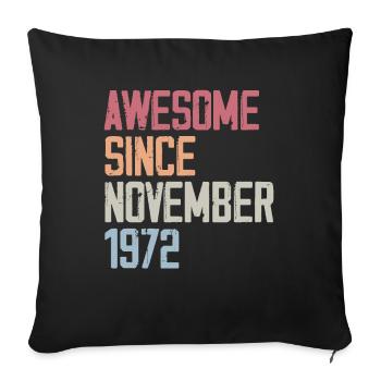Cadeau D'anniversaire En Novembre 1972 - Housse de coussin décorative 45 x 45 cm - noir - Devant
