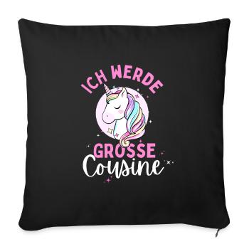 Ich werde Große Cousine 2024 Loading Einhorn Herz - Sofakissenbezug 45 x 45 cm - Schwarz - Vorne