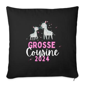Ich werde Große Cousine 2024 Loading Zebra Herz - Sofakissenbezug 45 x 45 cm - Schwarz - Vorne