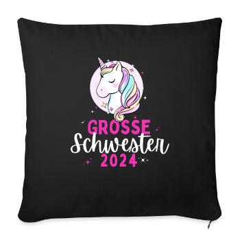 Ich werde Große Schwester 2024 Loading Einhorn - Sofakissenbezug 45 x 45 cm - Schwarz - Vorne