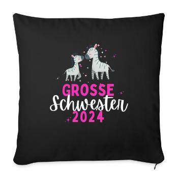 Ich werde Große Schwester 2024 Loading Zebra - Sofakissenbezug 45 x 45 cm - Schwarz - Vorne