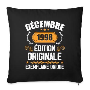 Anniversaire Cadeau Millésime Décembre 1998 - 199 - Housse de coussin décorative 45 x 45 cm - noir - Devant