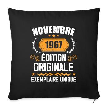 Cadeau D'anniversaire En Novembre 1967 - 1967 - Housse de coussin décorative 45 x 45 cm - noir - Devant