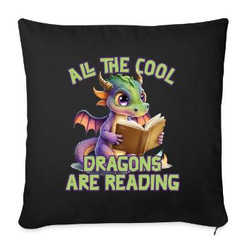 Alle Coolen Kids Lesen Drachen - Sofakissenbezug 45 x 45 cm - Schwarz - Vorne