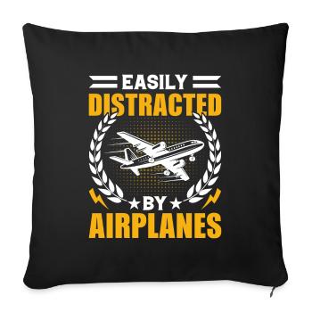 Pilote - Né pour piloter un avion ! - Housse de coussin décorative 45 x 45 cm - noir - Devant