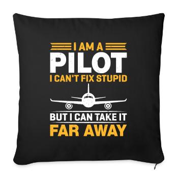 Pilote - Né pour piloter un avion ! - Housse de coussin décorative 45 x 45 cm - noir - Devant
