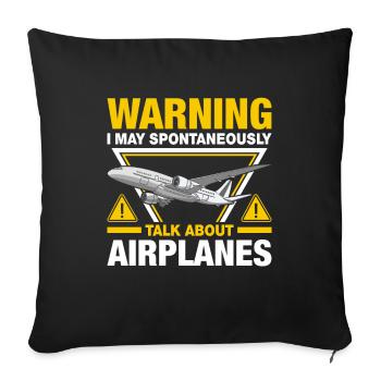 Pilote - Né pour piloter un avion ! - Housse de coussin décorative 45 x 45 cm - noir - Devant