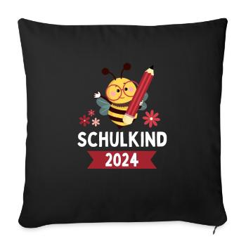 Schulkind 2024 Einhorn 1. Klasse Biene Einschulung - Sofakissenbezug 45 x 45 cm - Schwarz - Vorne