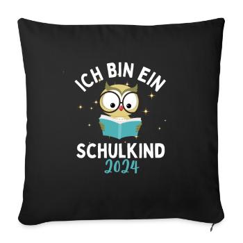Schulkind 2024 Einhorn 1. Klasse Eule Einschulung - Sofakissenbezug 45 x 45 cm - Schwarz - Vorne