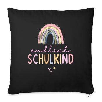 Schulkind 2024 1. Klasse Regenbogen Einschulung - Sofakissenbezug 45 x 45 cm - Schwarz - Vorne