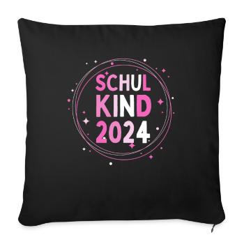 Schulkind 2024 Einhorn 1. Klasse Stern Einschulung - Sofakissenbezug 45 x 45 cm - Schwarz - Vorne