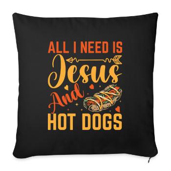Les hot-dogs et Jésus, un péché de goût ! - Housse de coussin décorative 45 x 45 cm - noir - Devant