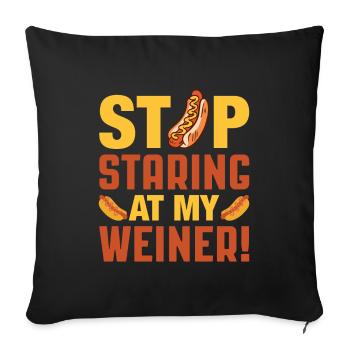 Hot-dog! Ne regardez pas ma saucisse ! - Housse de coussin décorative 45 x 45 cm - noir - Devant