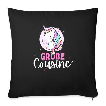 Ich werde große Cousine 2024 Einhorn Loading Süß - Sofakissenbezug 45 x 45 cm - Schwarz - Vorne