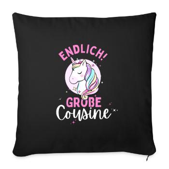 Ich werde große Cousine 2024 Einhorn Loading Süß - Sofakissenbezug 45 x 45 cm - Schwarz - Vorne