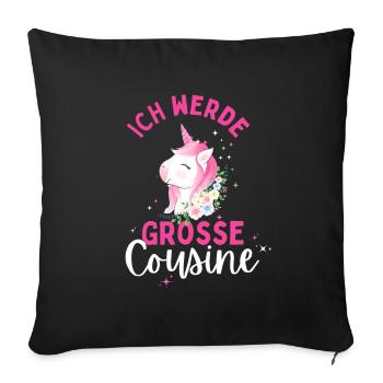 Ich werde große Cousine 2024 Einhorn Loading Süß - Sofakissenbezug 45 x 45 cm - Schwarz - Vorne