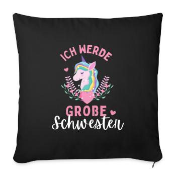 Ich werde große Schwester 2024 Einhorn Loading Süß - Sofakissenbezug 45 x 45 cm - Schwarz - Vorne