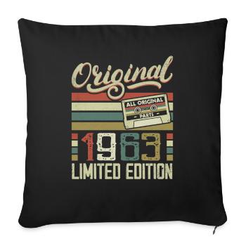 Vintage 1963 Cadeau D'anniversaire Rétro 1963 - Housse de coussin décorative 45 x 45 cm - noir - Devant