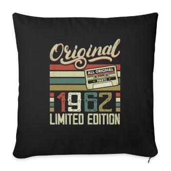 Vintage 1962 Cadeau D'anniversaire Rétro 1962 - Housse de coussin décorative 45 x 45 cm - noir - Devant