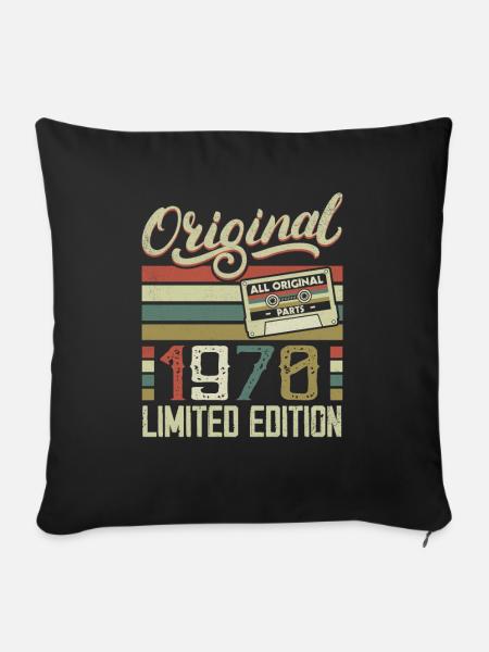 Jahrgang 1970er Retro 1970er Jahre Geburtstagsgeschenk - Sofakissenbezug 45 x 45 cm - Schwarz