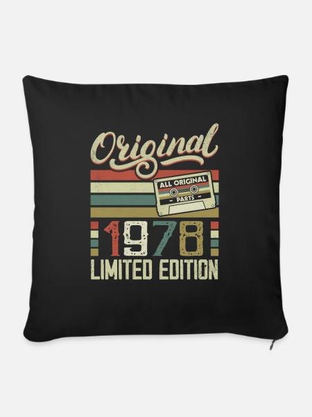 Jahrgang 1978 Retro 1978 Geburtstagsgeschenk - Sofakissenbezug 45 x 45 cm - Schwarz