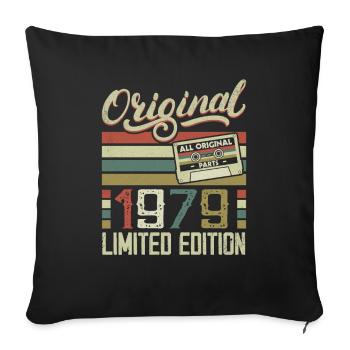 Vintage 1979 Cadeau D'anniversaire Rétro 1979 - Housse de coussin décorative 45 x 45 cm - noir - Devant