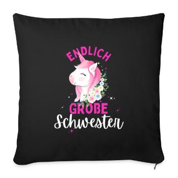 Ich werde große Schwester 2024 Einhorn Loading Süß - Sofakissenbezug 45 x 45 cm - Schwarz - Vorne